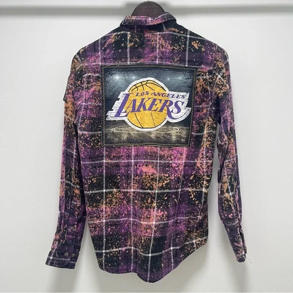 Angry Minnow Officially Licensed LA Lakers Purple FlannelSize Small
